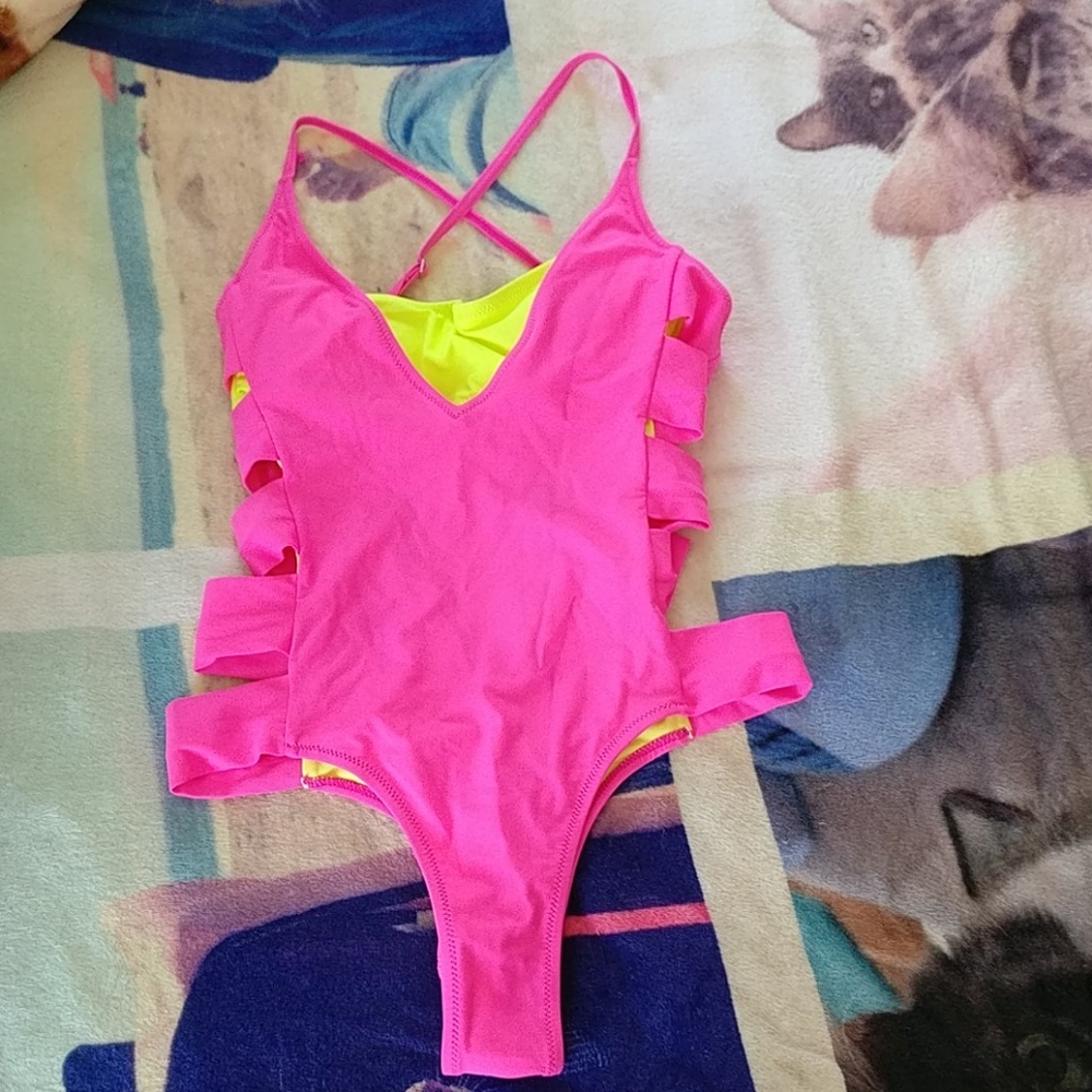 Gorgeous Neon Pink/Green One Piece